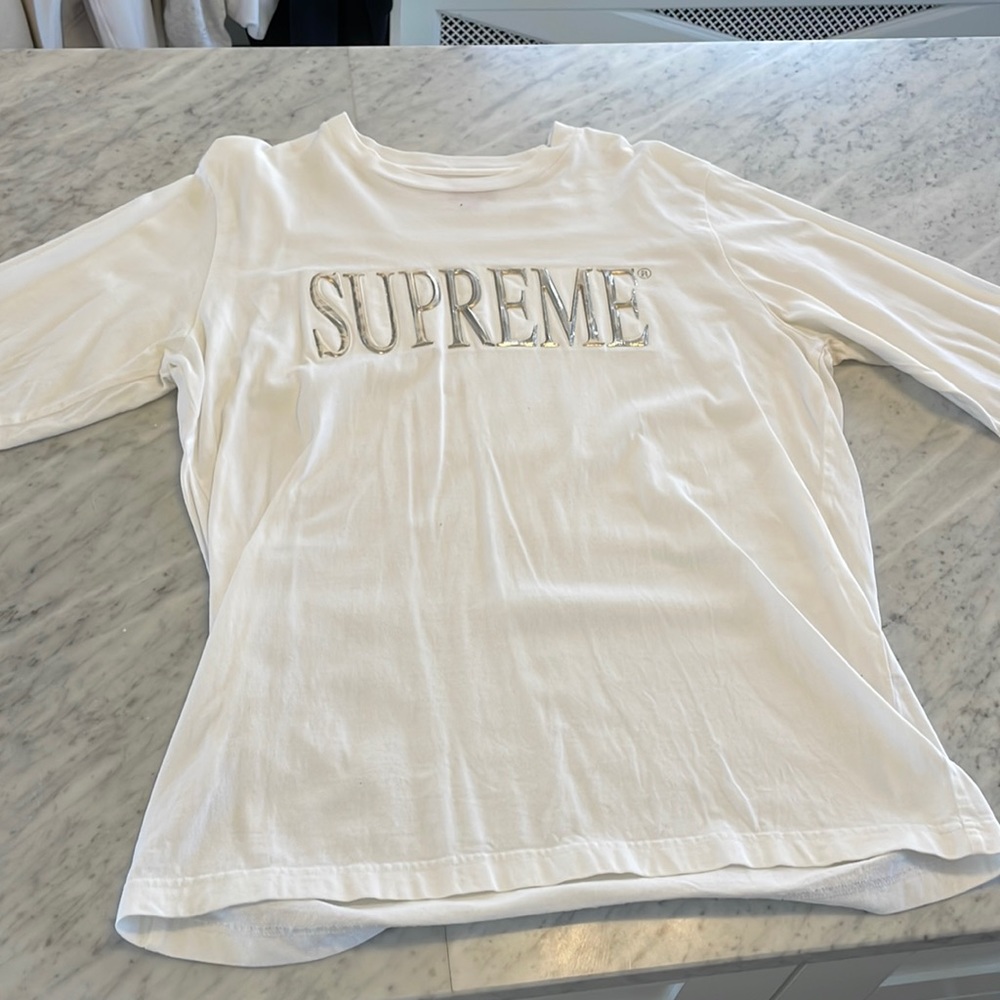 Supreme Long Sleeve White Tee
